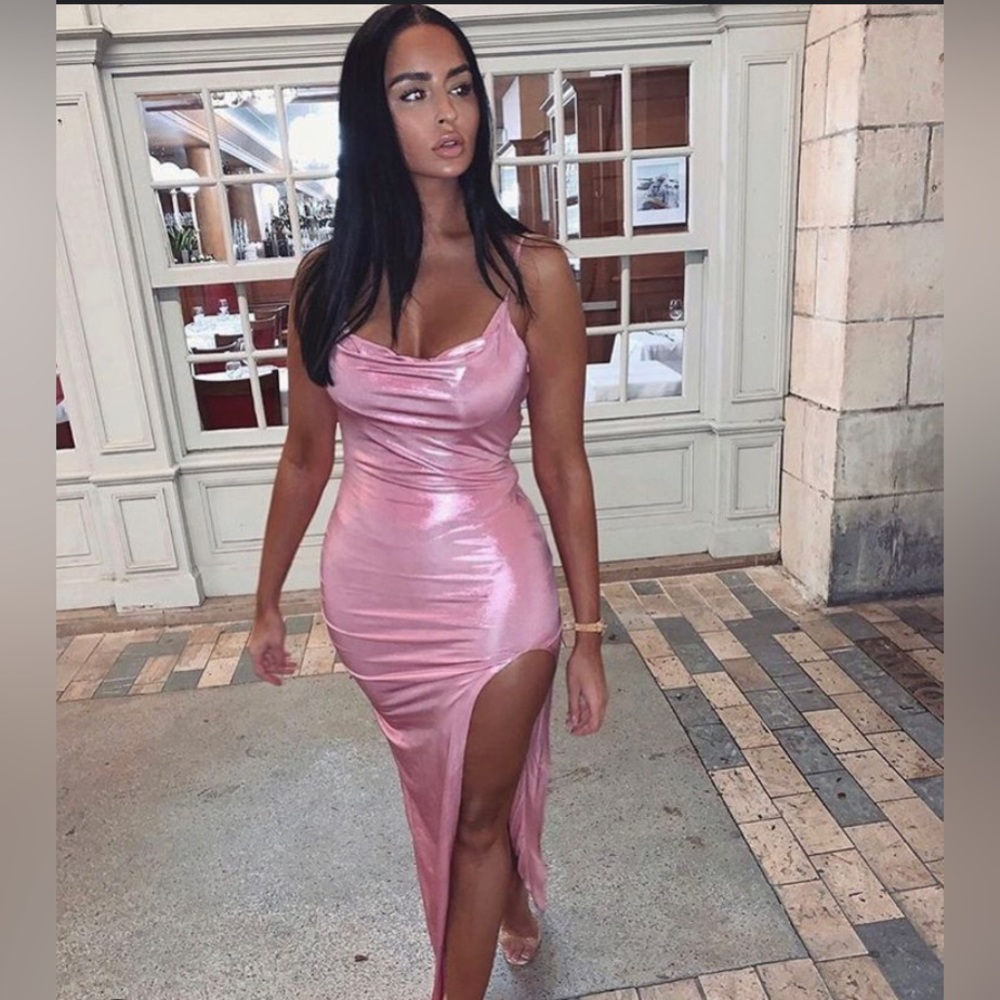 Crowl neck dress - pink